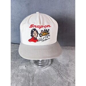 Snap-on Tools Racing Hat Cap Snap Back Gray Mesh Trucker Men's 80's